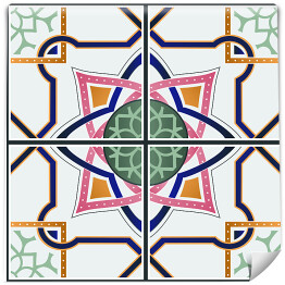 Tapeta winylowa zmywalna w rolce Mozaika w marokańskim stylu na białym tle