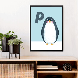 Obraz w ramie Alfabet - P jak pingwin
