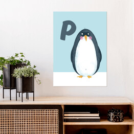 Plakat samoprzylepny Alfabet - P jak pingwin