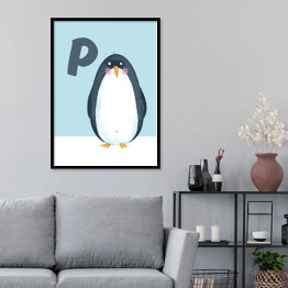 Plakat w ramie Alfabet - P jak pingwin
