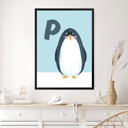 Obraz w ramie Alfabet - P jak pingwin