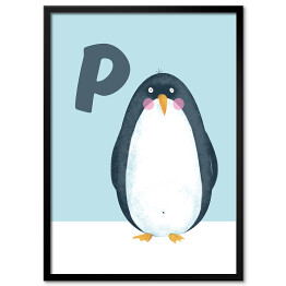 Plakat w ramie Alfabet - P jak pingwin
