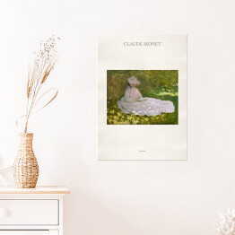 Plakat Claude Monet "Wiosna" - reprodukcja z napisem. Plakat z passe partout