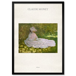 Plakat w ramie Claude Monet "Wiosna" - reprodukcja z napisem. Plakat z passe partout