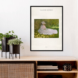 Plakat w ramie Claude Monet "Wiosna" - reprodukcja z napisem. Plakat z passe partout