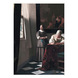 Plakat samoprzylepny Jan Vermeer Pisząca list Reprodukcja