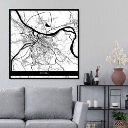 Plakat w ramie Mapy miast świata - Belgrad - biała