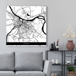 Obraz na płótnie Mapy miast świata - Belgrad - biała