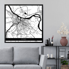 Obraz w ramie Mapy miast świata - Belgrad - biała