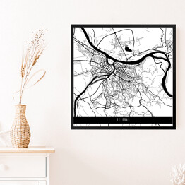 Obraz w ramie Mapy miast świata - Belgrad - biała