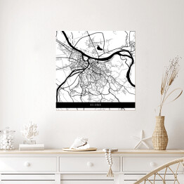 Plakat samoprzylepny Mapy miast świata - Belgrad - biała