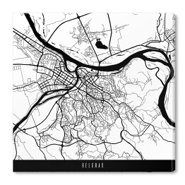 Obraz na płótnie Mapy miast świata - Belgrad - biała