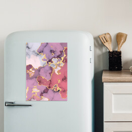 Magnes dekoracyjny Marmur w odcieniach fioletu i różu z akcentami w kolorze złota