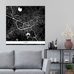 Plakat samoprzylepny Mapa miast świata - Tirana - czarna