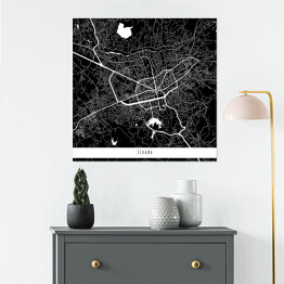 Plakat samoprzylepny Mapa miast świata - Tirana - czarna