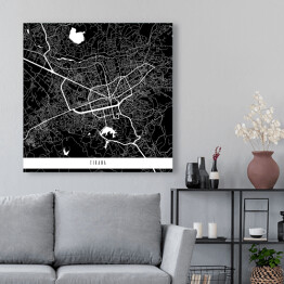 Obraz na płótnie Mapa miast świata - Tirana - czarna