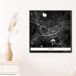 Plakat w ramie Mapa miast świata - Tirana - czarna
