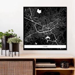 Plakat w ramie Mapa miast świata - Tirana - czarna