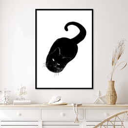 Plakat w ramie Czarny kot patrzący z wyższością