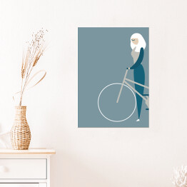 Plakat Dziewczyna na wyprawie rowerowej - ilustracja 