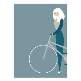 Plakat samoprzylepny Dziewczyna na wyprawie rowerowej - ilustracja 