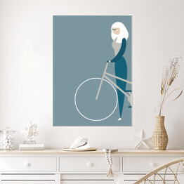 Plakat Dziewczyna na wyprawie rowerowej - ilustracja 
