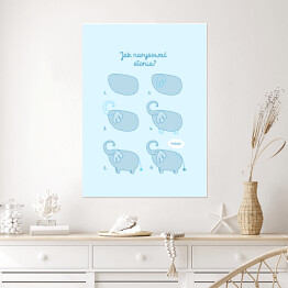 Plakat Ilustracja - błękitny słoń