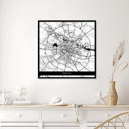 Plakat w ramie Mapy miast świata - Bukareszt - biała