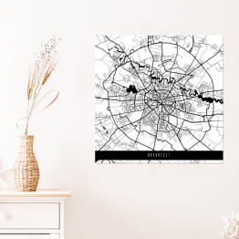 Plakat samoprzylepny Mapy miast świata - Bukareszt - biała