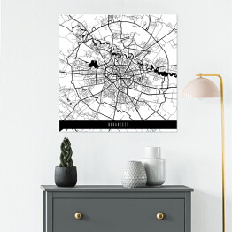 Plakat samoprzylepny Mapy miast świata - Bukareszt - biała