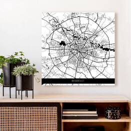 Obraz na płótnie Mapy miast świata - Bukareszt - biała