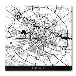 Obraz na płótnie Mapy miast świata - Bukareszt - biała