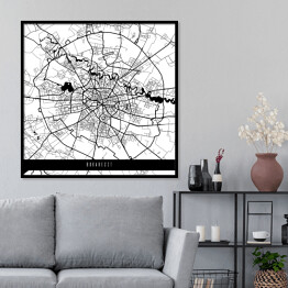 Plakat w ramie Mapy miast świata - Bukareszt - biała