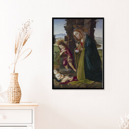 Plakat w ramie Sandro Botticelli "Adoracja Jezusa przez św. Jana" - reprodukcja