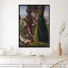 Plakat w ramie Sandro Botticelli "Adoracja Jezusa przez św. Jana" - reprodukcja