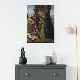Plakat samoprzylepny Sandro Botticelli "Adoracja Jezusa przez św. Jana" - reprodukcja
