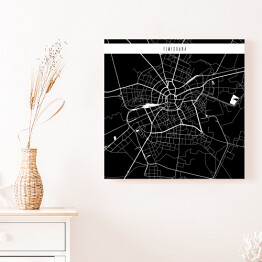 Obraz na płótnie Mapa miast świata - Timisoara- czarna