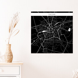 Plakat samoprzylepny Mapa miast świata - Timisoara- czarna