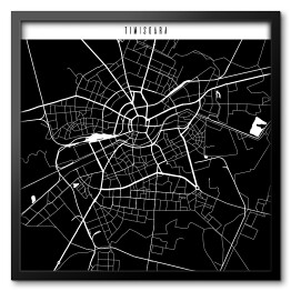 Obraz w ramie Mapa miast świata - Timisoara- czarna