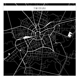 Plakat samoprzylepny Mapa miast świata - Timisoara- czarna
