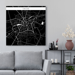 Obraz na płótnie Mapa miast świata - Timisoara- czarna