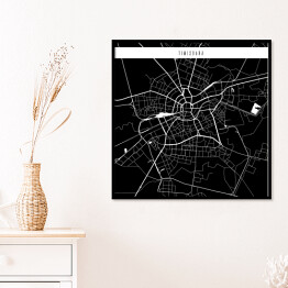 Plakat w ramie Mapa miast świata - Timisoara- czarna