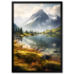 Plakat w ramie Krajobraz górski z jeziorem