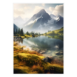 Plakat Krajobraz górski z jeziorem