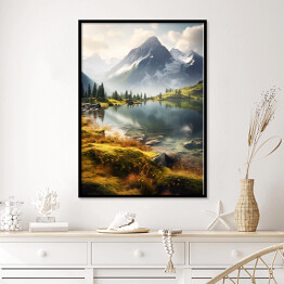 Plakat w ramie Krajobraz górski z jeziorem