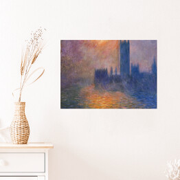 Plakat Claude Monet Pałac Westminsterski Zachód słońca - reprodukcja obrazu