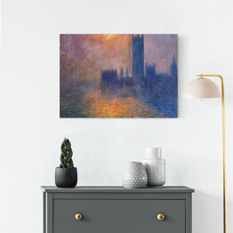 Obraz na płótnie Claude Monet Pałac Westminsterski Zachód słońca - reprodukcja obrazu