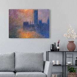 Obraz na płótnie Claude Monet Pałac Westminsterski Zachód słońca - reprodukcja obrazu