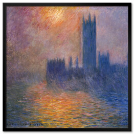 Plakat w ramie Claude Monet Pałac Westminsterski Zachód słońca - reprodukcja obrazu