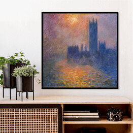 Plakat w ramie Claude Monet Pałac Westminsterski Zachód słońca - reprodukcja obrazu